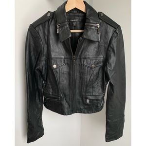 bebe • M • Black Leather Jacket 100% Genuine Leather Jacket